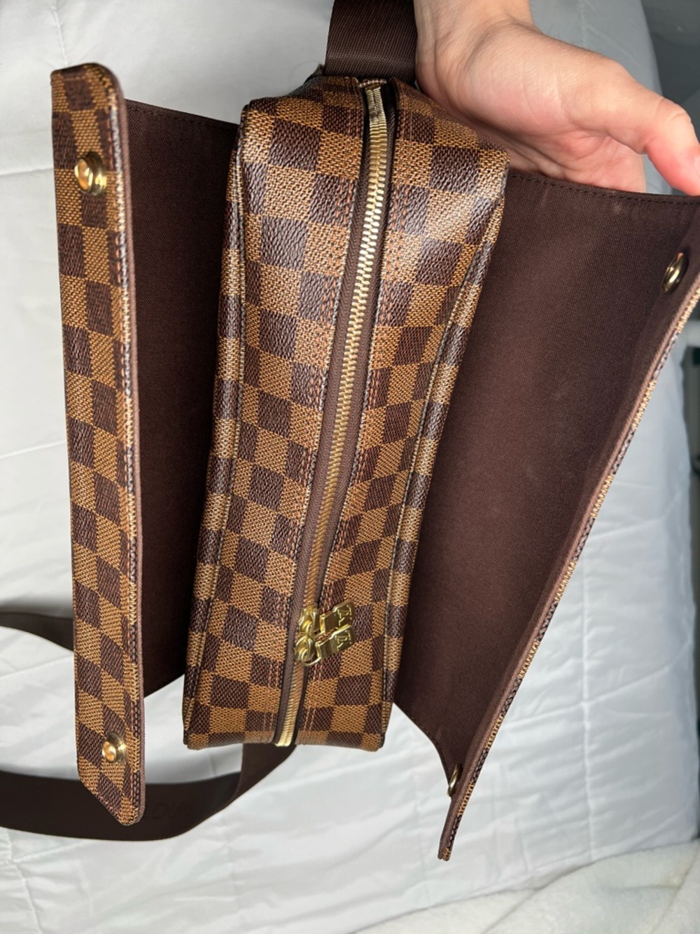 Louis Vuitton Brown Checkered Messenger Bag - Picture 9 of 12